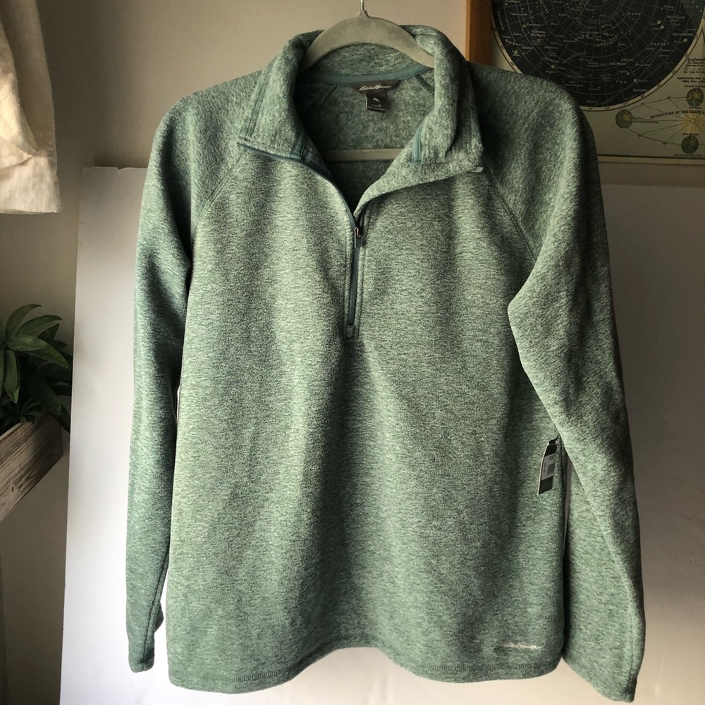 Eddie Bauer Green Fleece Quarter-zip.  Women’s size Large.